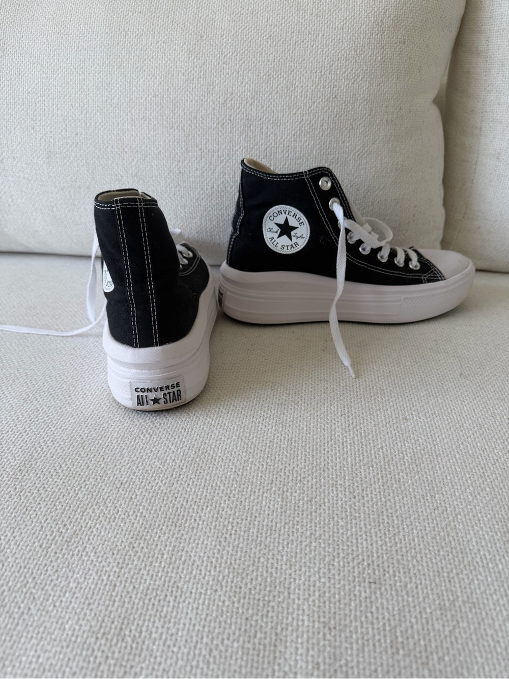 Converse Black and White High Top Platform Sneakers